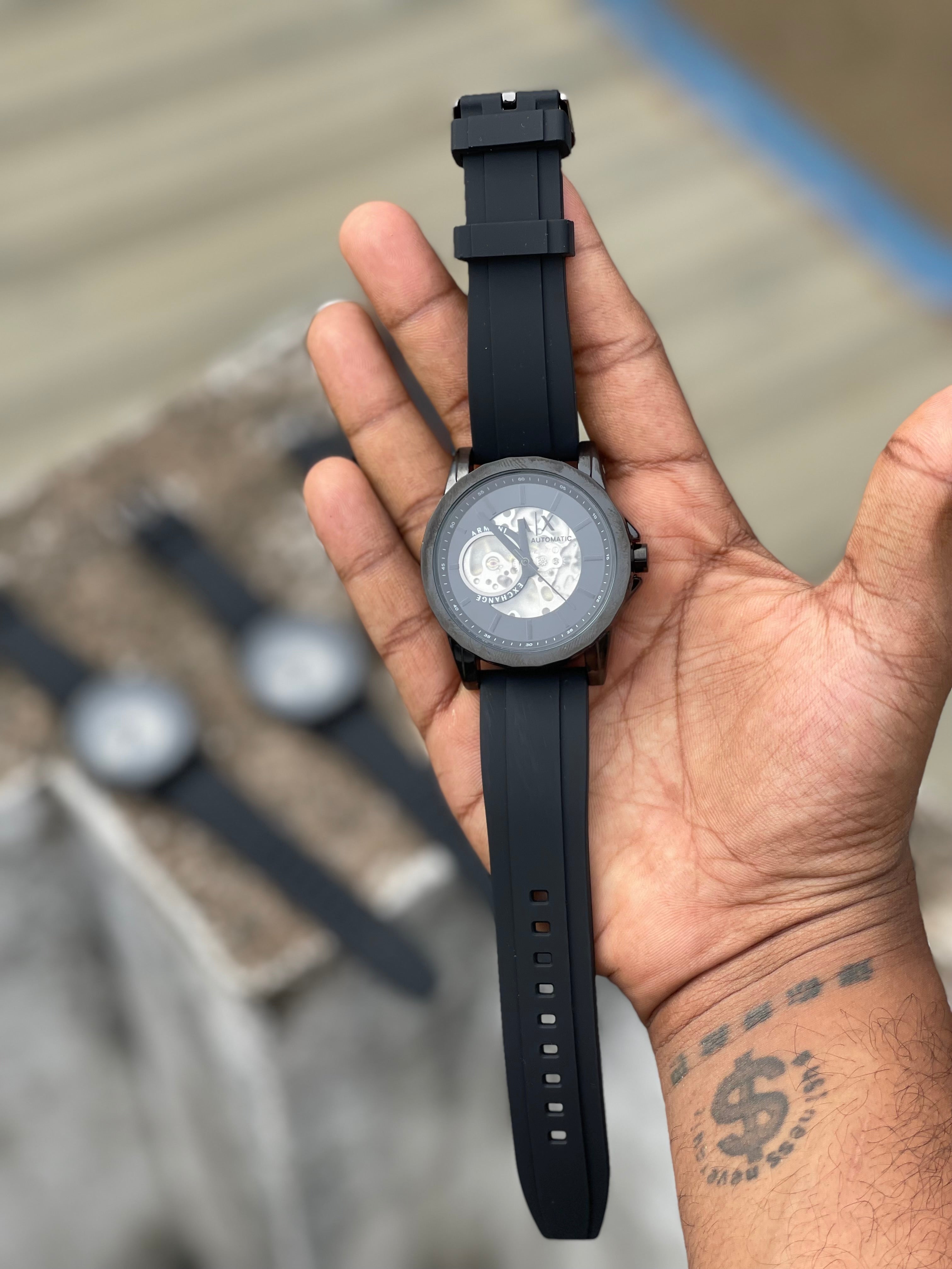 MOST DEMANDED AUTOMATIC BLACK SILICON STRAP WATCH